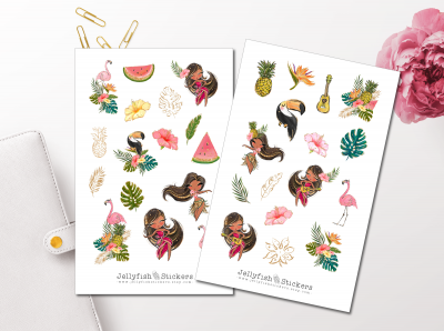 Tropische Mädchen Sticker Set
